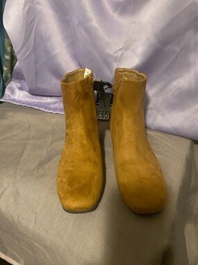 Time and Tru Chestnut Suede Ankle Booties